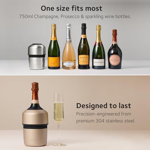 Huski Champagne Chiller | NEW | Award-Winning Iceless Design with Detachable Bottle Stopper | Keeps Wine Cold up to 6 Hour...