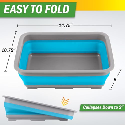 Collapsible Bucket for Cleaning - 7.27L Foldable Wash Bin Dish Tub - Collapsible Wash Basin or Camping Sink for Beach, Tai...