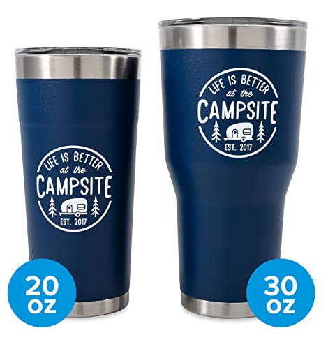 Camco Life is Better at The Campsite Tumbler | Heavy Duty Double Wall Vacuum Insulation | Crafted of 18/8 Stainless Steel...