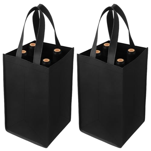 Prasacco 2 Pcs Wine Tote Bag 4 Bottles Wine Bottle Carrier with Extra Bottom Padding Bottle Gift Bags Glass Carrier for Tr...