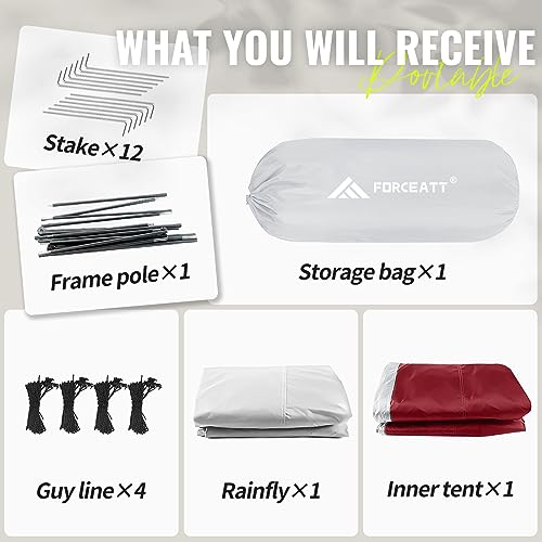 Forceatt Tent for 2 and 3 Person is Waterproof and Windproof, Camping Tent for 3 to 4 Seasons,Lightweight Aluminum Pole Ba...