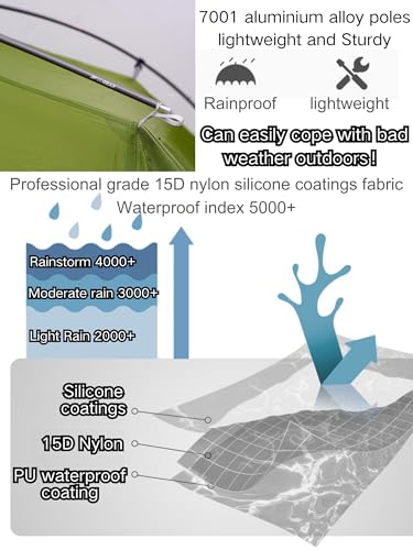 3F UL Gear Taiji 1 Person Tent for Camping, Ultralight 3 Season 5000mm+ Waterproof Backpacking Tent, Easy Set up Solo Camp...