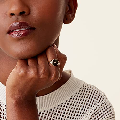 PAVOI 14K Gold Plated Signet Ring for Women | Bold Stackable Ring (Rose Gold, 7)