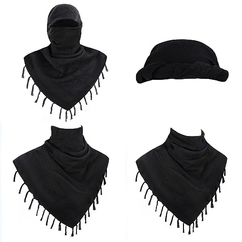Explore Land Cotton Shemagh Keffiyeh Tactical Desert Scarf Neck Head Wrap with Tassel for Men Women