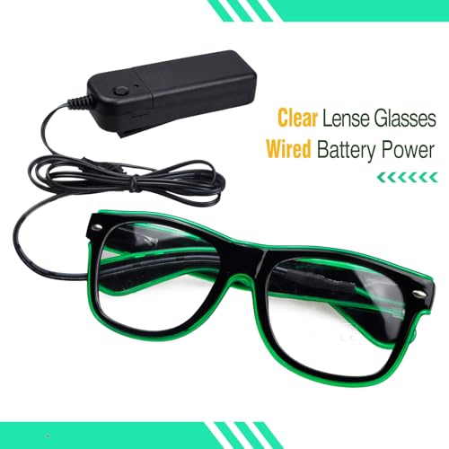 Aquat Light up EL Wire Neon Rave Glasses Glow LED Sunglasses Costumes For Party, EDM, Halloween, Wired with Battery Power