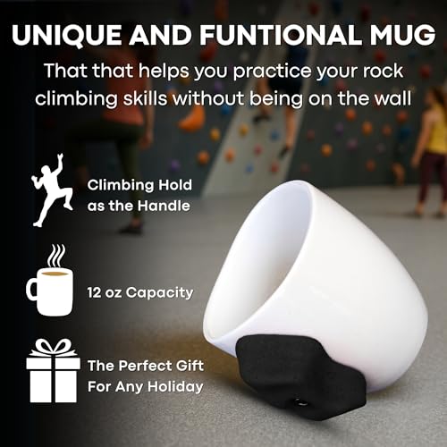 Dubbs Hardware Rock Climbing Mug – Train your grip while having a cup of coffee. Ceramic and with real climbing holds, pop...