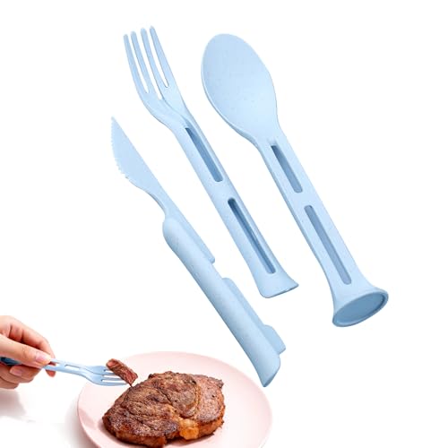 3-in-1 Portable Cutlery Set, Compact Reusable Fork Spoon Knife Combo, Eco-Friendly Travel Utensils, Outdoor, Camping, and ...