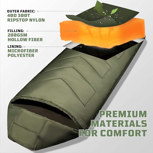 Sleeping Bags for Adults, 34°F to 43°F Ultralight Warm Cold Weather Sleeping Bag for Camping, Backpacking, Hiking, Huntin...