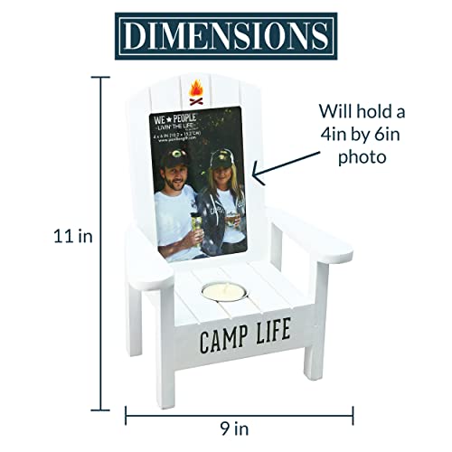 Pavilion - Camp Life - Adirondack Chair 4" x 6" Vertical Picture Frame Tea Light Candle Holder - Camper RV Cabin Camping D...