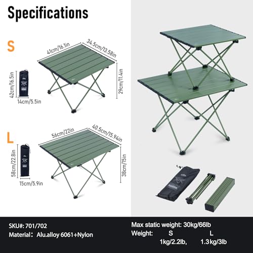 iClimb 1 Folding Table and 1 Anti-Sinking Chair Bundle, Ultralight Compact for Adults Outdoor Beach Backpacking Hiking Cam...