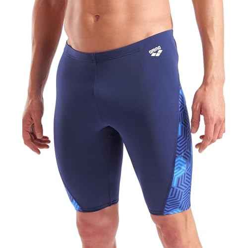 Arena Men's Performance Geometry Swim Jammer Sports Shorts Training Bathing Suit