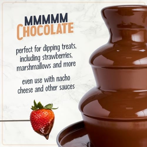 Nostalgia 3 Tier Electric Chocolate Fondue Fountain Machine for Parties - Melts Cheese, Queso, Candy, and Liqueur - Dip St...