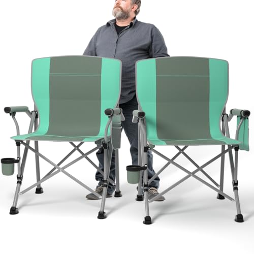 Oversized Camping Chair for Adults Heavy Duty,Heavy Duty Lawn Chair with Side Pockets，Outdoor Camping, Fishing, Beach,Hiki...
