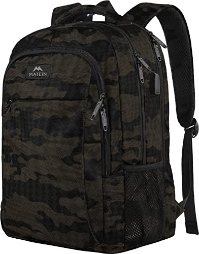 MATEIN 15.6 Inch Laptop Backpack, Sturdy Business Travel Laptop Bagpack with USB Charging Port, Sturdy Carry On Water-Resi...