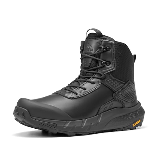 NORTIV 8 Men's Waterproof Military Tactical Hiking Work Boots Leather Motorcycle Combat Lightweight Non-Slip Boots for Men...