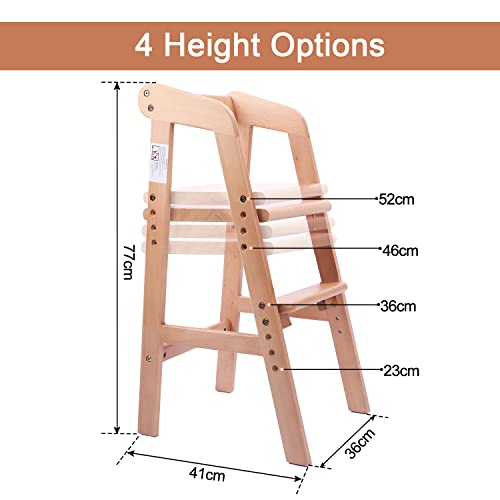 YOLEO High Chair Wooden for Toddlers Junior Childs, Sturdy Durable Dining Feeding Chair with Steps Grows with Child, Max 6...