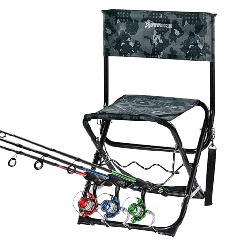 X Strike Portable Fishing Chairs Outdoor Folding Stool for Adults Portable Camping Chair for Ice Fishing,Hunting,Lawn,Pati...