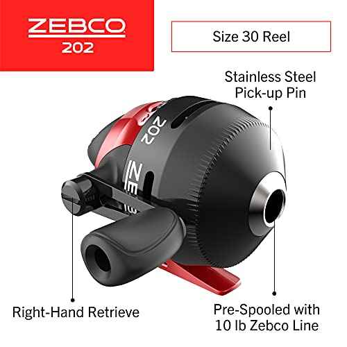 Zebco Zebco 202 Spincast Reel and Fishing Rod Combo, Pre-Spooled with 10-Pound Cajun Line, Includes Tackle Kit