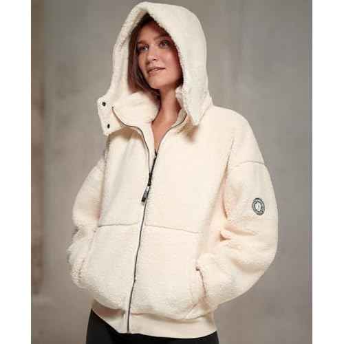 DKNY womens Sport Hooded Roebling Fleece Jacket