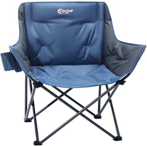 Portal 32" Oversized Padded Camping Chair, Extra Wide Heavy-Duty Folding Chair for Adults with Cup Holder & Carry Bag, Por...