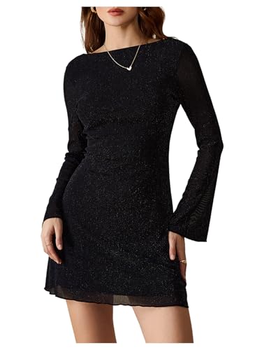 MakeMeChic Women's Cheetah Print Mini Dress Y2k Bell Sleeve Leopard Print Dress Going Out Outfits