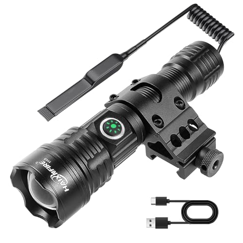 haixnfire Tactical Flashlight Type-C USB Rechargeable 6000 lumens Zoomable LED Waterproof flashlights with Pressure Switch...