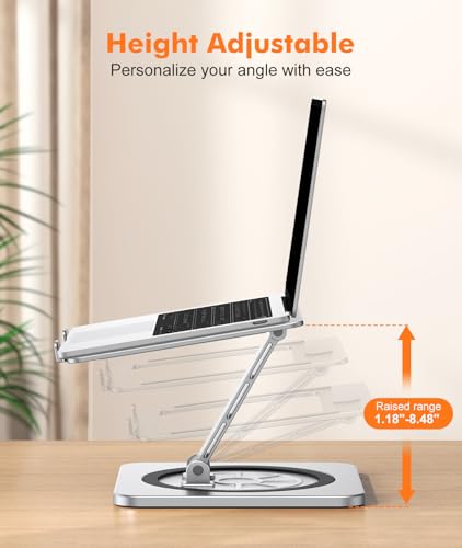 RIWUCT Adjustable Laptop Stand with 360° Swivel Base, Foldable Laptop Riser Holder for Desk, Ergonomic Computer Notebook C...
