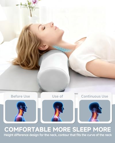 SMDR Adjustable Cervical Neck Pillow with Air Cushion, Ergonomic Bolster for Neck and Shoulder Support, Firm Polyurethane ...