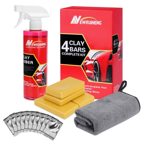 Newruiheng Car Clay Bars Auto Detailing and Clay Synthetic Lubricant Kit with 4 PCS Clay Bars, Clay bar Lubricant Tablets ...