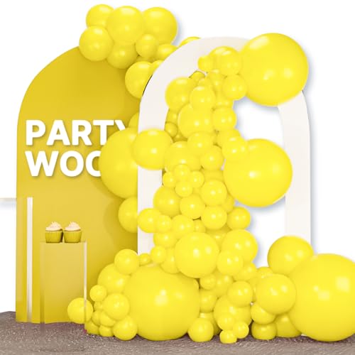 PartyWoo Yellow Balloons 120pcs Different Sizes of 18 12 10 5 Inch Matte Yellow Latex Balloon Arch Kit Garland for Easter ...
