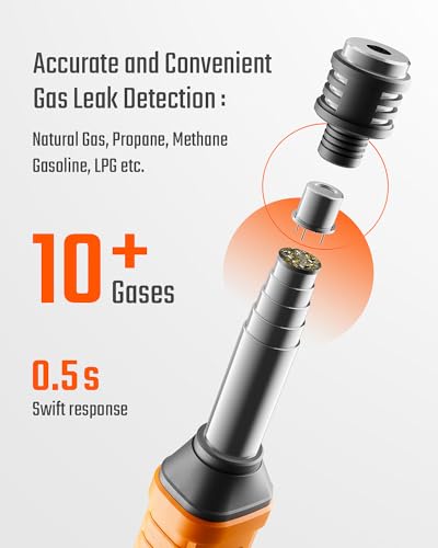 Natural Gas Detector, TopTes PT299 Gas Leak Detector with Extendable Rod, Portable Propane Sniffer for Detecting Combustib...