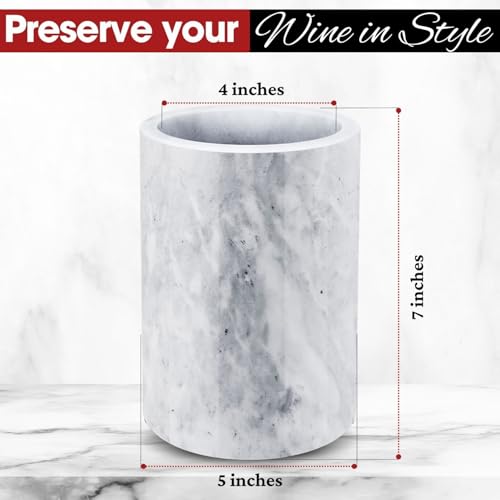 Flexzion Marble Wine Chillers for Bottles - Champagne Cooler & Multi-Purpose Marble Utensil Holder for Kitchen - Adaptable...