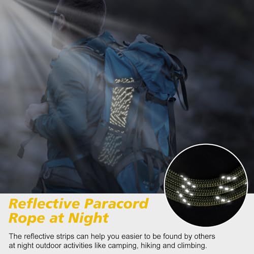 X XBEN Paracord Reflective 1000lb, 50/100/200/500/1000ft 4mm, 13 Strand Paracord Rope, Tactical Parachute Cord for Campin...