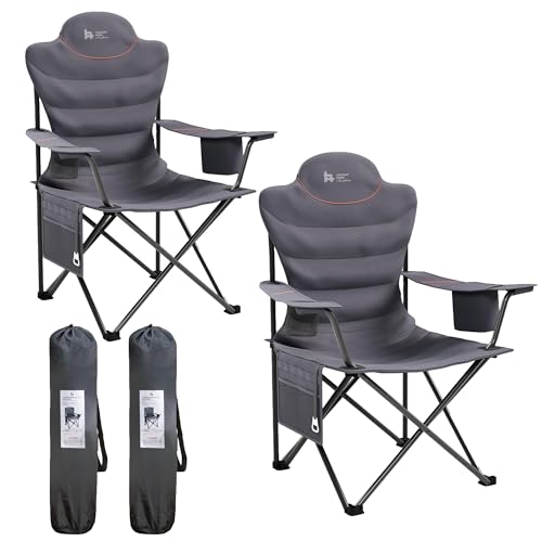 OUTSIDER Folding Camping Chair Heavy Duty Folding Chair 400lbs Oversized Outdoor Chairs with Cup Holder, Cooler Bag, Stora...