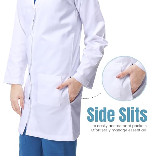 NY Threads Professional White Lab Coat for Women, Long Sleeve Medical Coat