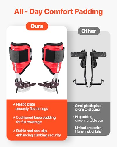 VEVOR Tree Climbing Spikes Set, 1 Pair Height-Adjustable Climbing Spurs with Security Harness and Utility Rope, 350lbs Loa...