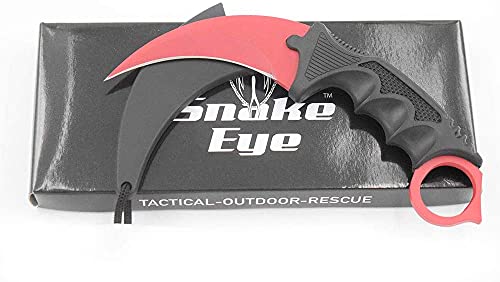 Snake Eye Tactical Triple Set Fixed Blade Mini Huntsman Folding Knife Outdoors Hunting Camping Fishing Self Defense (Red)