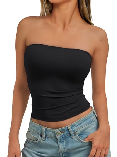 Trendy Queen Women's Strapless Bandeau Crop Top