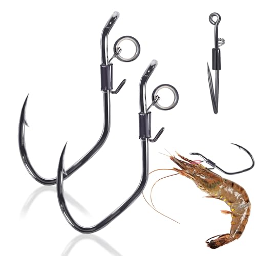 9KM DWLIFE Live Shrimp Hooks 10/15PCS Double Fishing Hooks Shrimp Hooks Fishing Saltwater Keep Alive Bait for Catfish Bass
