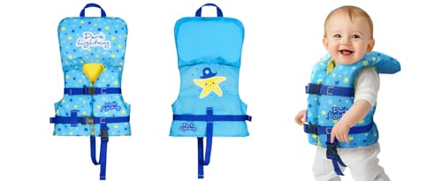 Dark Lightning USCG Approved Infant Life Jacket 0-30 lbs, Swim Vest for Baby/Toddlers 1-3 Year Old 20-30 lbs,Toddler Float...