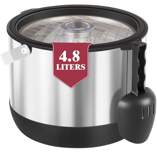FiveHome 5QT/4.8L Insulated Ice Bucket for Parties, Large Capacity Double-Wall Beverage Bucket with Scoop & Lid for Champa...