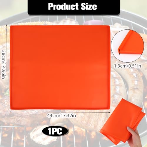 OMASUNB 17 Inch Silicone Griddle Mat for Blackstone, Orange Heavy Duty Food Grade Silicone Griddle Cover, Ideal for Grilli...