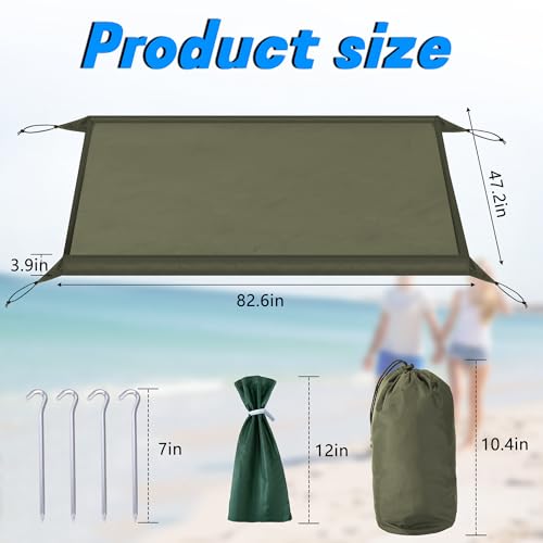 RunNico Waterproof Walled Beach Blanket, Enclosed Beach Mat with Stakes and Storage Bag, Sandproof Ground Blanket for Outd...
