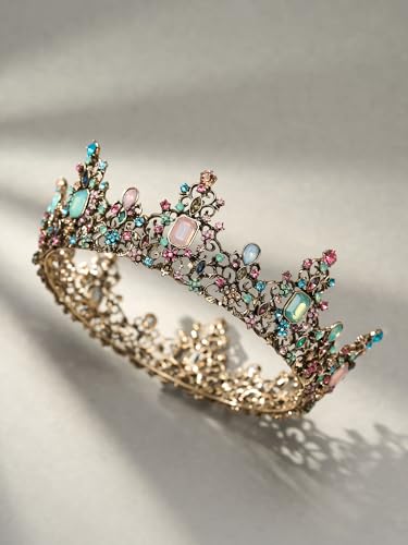 SWEETV Queen Crown for Women - Baroque Wedding Tiaras and Crowns,Jeweled Tiara Crown,Prom Birthday Halloween Hair Accessories