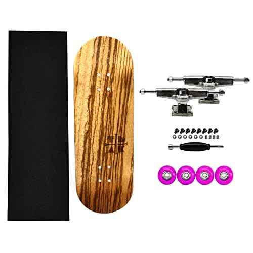Teak Tuning 32mm Pro Fingerboard Complete - Fully Assembled with Pro Level Components - Pro Shaped Wooden Deck (32x97mm), UltraSpin Bearing Wheels, Prodigy Gen2 Trucks - Pink Zebra