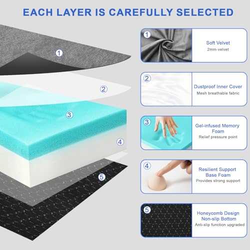 Memory Foam Camping Mattress pad, Comfortable Thick Floor Sleeping Mat for Adults with Waterproof and Non-Slip Bottom, Por...