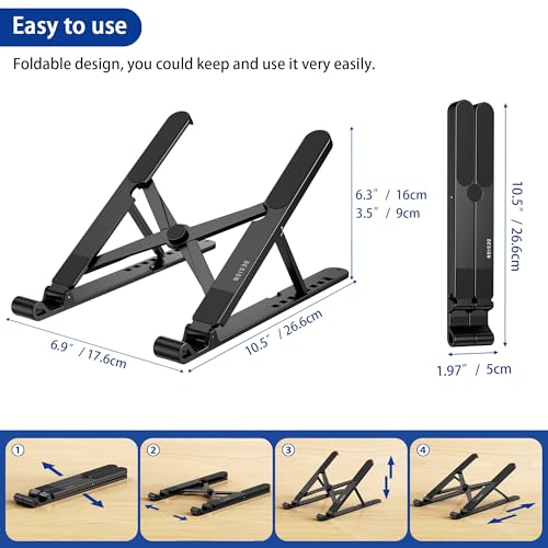 BESIGN LS01 Pro Ergonomic Laptop Stand, Plastic Laptop Riser, Portable and Adjustable Notebook Computer Holder Compatible ...
