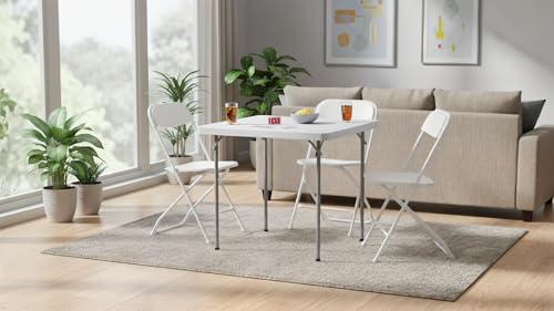 BTEXPERT 5 Piece Folding Card Table Portable and Chair Set, 34" Square Foldable Table 4 Adult Chairs for Board Games Party...