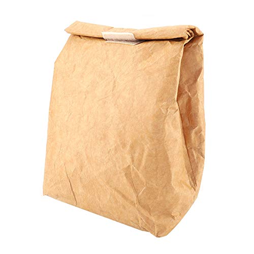 Aqur2020 Premium Kraft Paper PE Foam Insulated Lunch Storage Bag Light Weight Outdoor Picnic Bag for Party and Camping(Brown)