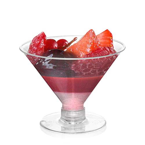 Frcctre 80 Pack Disposable Plastic Cocktail Glasses, 5 OZ Plastic Mini Martini Glasses, Clear Mini Dessert Glass Parfait C...